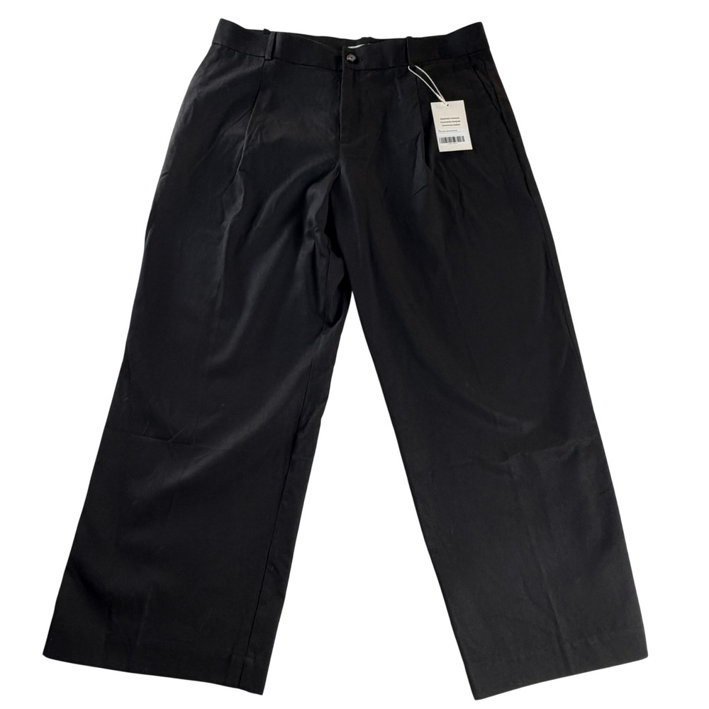 Everlane Wide-Leg Trouser Buttersmooth Black 16R Tencel Cotton NWT
